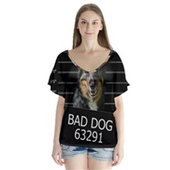 Bad Dog Flutter Sleeve Top by Valentinaart