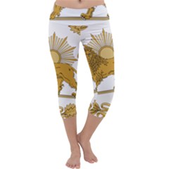 Lion & Sun Emblem Of Persia (iran) Capri Yoga Leggings by abbeyz71