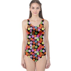 Colorful Yummy Donuts Pattern One Piece Swimsuit by EDDArt