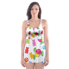 Candy Pattern Skater Dress Swimsuit by Valentinaart