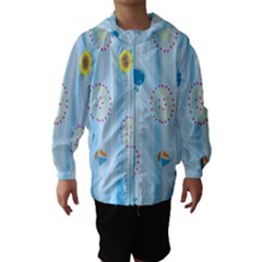 Animals Whale Sunflower Ship Flower Floral Sea Beach Blue Fish Hooded Wind Breaker (kids) by Mariart