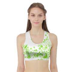 Butterfly Green Flower Floral Leaf Animals Sports Bra With Border by Mariart
