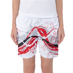 Flower Floral Star Red Wave Women s Basketball Shorts by Mariart