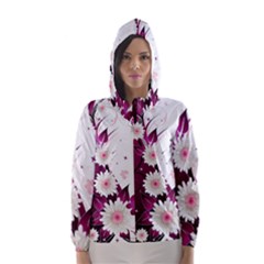 Flower Purple Sunflower Star Butterfly Hooded Wind Breaker (women) by Mariart