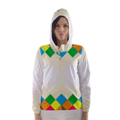 Plaid Wave Chevron Rainbow Color Hooded Wind Breaker (women) by Mariart