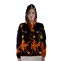 Star Leaf Orange Gold Red Black Flower Floral Hooded Wind Breaker (Women) View1