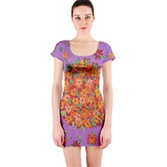 Floral Sphere Short Sleeve Bodycon Dress by dawnsiegler