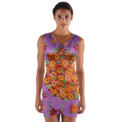 Floral Sphere Wrap Front Bodycon Dress by dawnsiegler