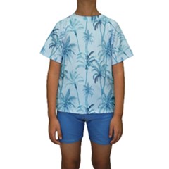 Watercolor Palms Pattern  Kids  Short Sleeve Swimwear by TastefulDesigns