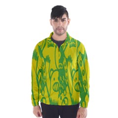 Easter Monster Sinister Happy Green Yellow Magic Rock Wind Breaker (men) by Mariart