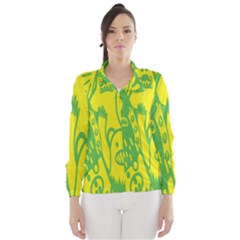 Easter Monster Sinister Happy Green Yellow Magic Rock Wind Breaker (women) by Mariart