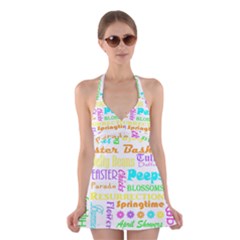 Easter Subway Blossoms Color Rainbow Chocolate Halter Swimsuit Dress by Mariart