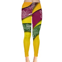 Flower Floral Leaf Star Sunflower Green Red Yellow Brown Sexxy Leggings  by Mariart