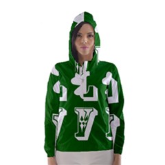 Parks And Tally Love Printable Green Hooded Wind Breaker (women)