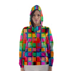 Plaid Line Color Rainbow Red Orange Blue Chevron Hooded Wind Breaker (women) by Mariart