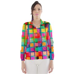 Plaid Line Color Rainbow Red Orange Blue Chevron Wind Breaker (women) by Mariart