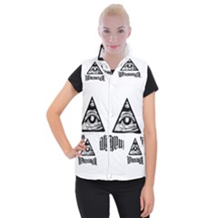 Illuminati Women s Button Up Puffer Vest by Valentinaart