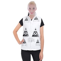 Illuminati Women s Button Up Puffer Vest by Valentinaart