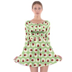 Ladybugs Pattern Long Sleeve Skater Dress by linceazul