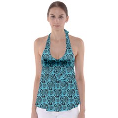 Turquoise Pattern Babydoll Tankini Top by linceazul