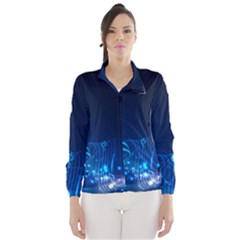 Abstract Musical Notes Purple Blue Wind Breaker (women) by Mariart