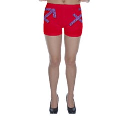 Illustrated Zodiac Star Red Purple Skinny Shorts by Mariart