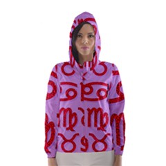 Illustrated Zodiac Red Purple Star Hooded Wind Breaker (women) by Mariart