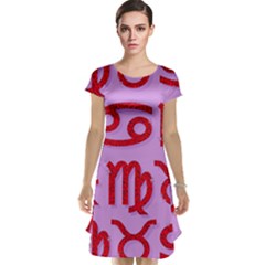 Illustrated Zodiac Red Purple Star Cap Sleeve Nightdress by Mariart