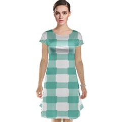 Plaid Blue Green White Line Cap Sleeve Nightdress by Mariart