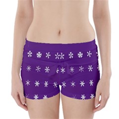 Purple Flower Floral Star White Boyleg Bikini Wrap Bottoms