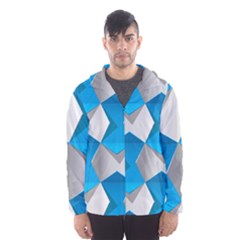 Blue White Grey Chevron Hooded Wind Breaker (men) by Mariart