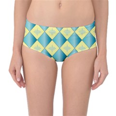 Yellow Blue Diamond Chevron Wave Mid-waist Bikini Bottoms by Mariart