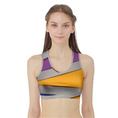 Colorful Geometry Shapes Line Green Grey Pirple Yellow Blue Sports Bra With Border