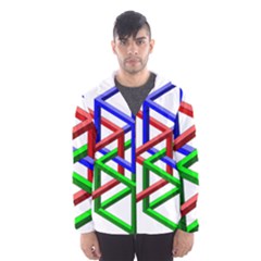 Impossible Cubes Red Green Blue Hooded Wind Breaker (men) by Mariart