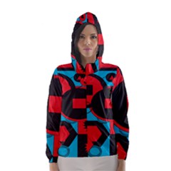 Stancilm Circle Round Plaid Triangle Red Blue Black Hooded Wind Breaker (women) by Mariart