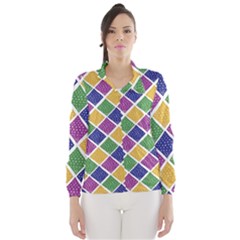 African Illutrations Plaid Color Rainbow Blue Green Yellow Purple White Line Chevron Wave Polkadot Wind Breaker (women) by Mariart