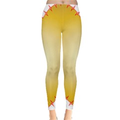 Heart Rhythm Gold Red Leggings  by Mariart