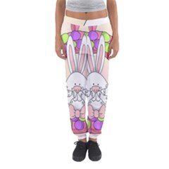 Make An Easter Egg Wreath Rabbit Face Cute Pink White Women s Jogger Sweatpants by Mariart