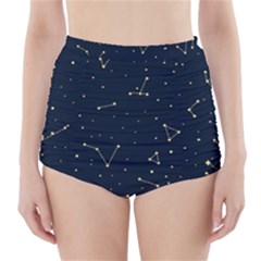 Star Zodiak Space Circle Sky Line Light Blue Yellow High-waisted Bikini Bottoms by Mariart