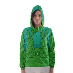 Rabbit Easter Green Blue Egg Hooded Wind Breaker (women) by Mariart