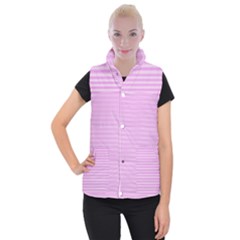 Decorative Lines Pattern Women s Button Up Puffer Vest by Valentinaart