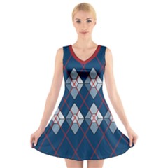 Diamonds And Lasers Argyle  V-neck Sleeveless Skater Dress by emilyzragz