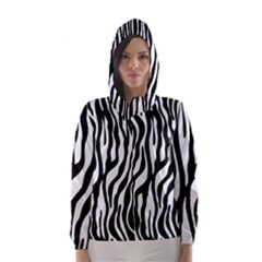 Zebra Stripes Pattern Traditional Colors Black White Hooded Wind Breaker (women) by EDDArt
