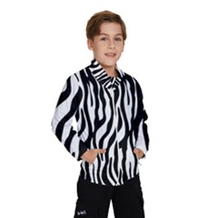 Zebra Stripes Pattern Traditional Colors Black White Wind Breaker (kids) by EDDArt