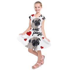 Love Pugs Kids  Short Sleeve Dress by Valentinaart