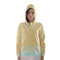 Bubbles Yellow Blue White Polka Hooded Wind Breaker (women) by Mariart