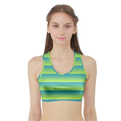 Line Horizontal Green Blue Yellow Light Wave Chevron Sports Bra With Border by Mariart