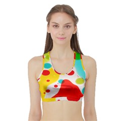 Polkadot Color Rainbow Red Blue Yellow Green Sports Bra With Border by Mariart