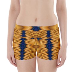 Plaid Blue Gold Wave Chevron Boyleg Bikini Wrap Bottoms by Mariart
