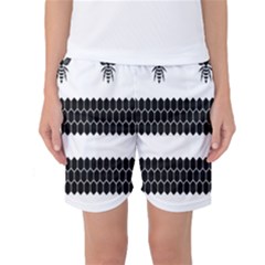 Wasp Bee Hive Black Animals Women s Basketball Shorts by Mariart